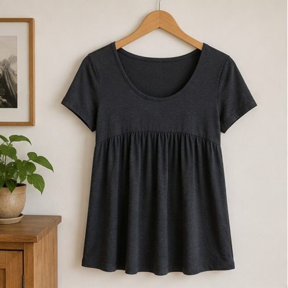 Charcoal Scoop Neck Babydoll Top